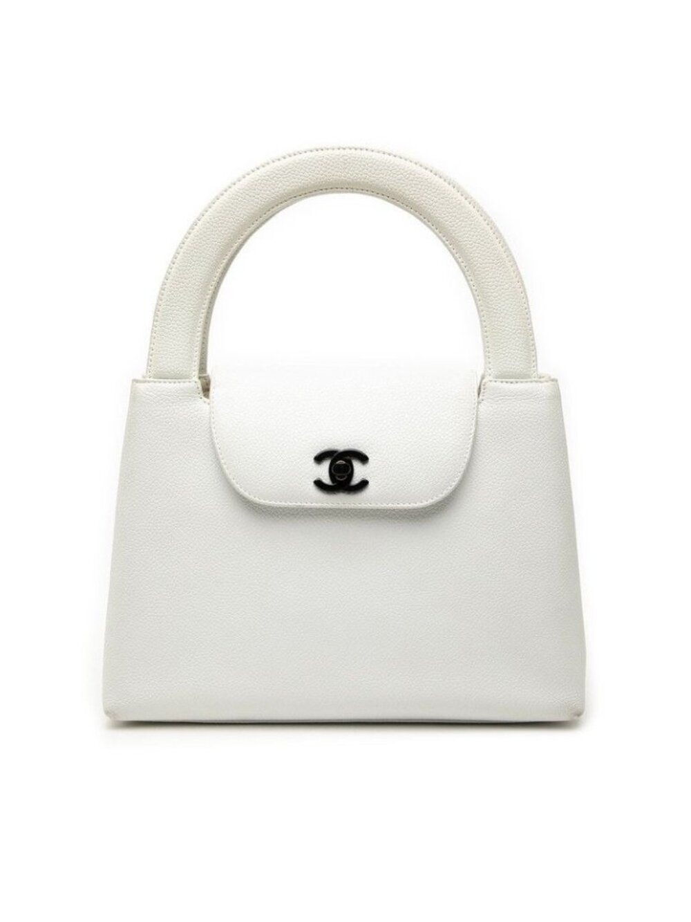Chanel CC Logo White Leather Handbag